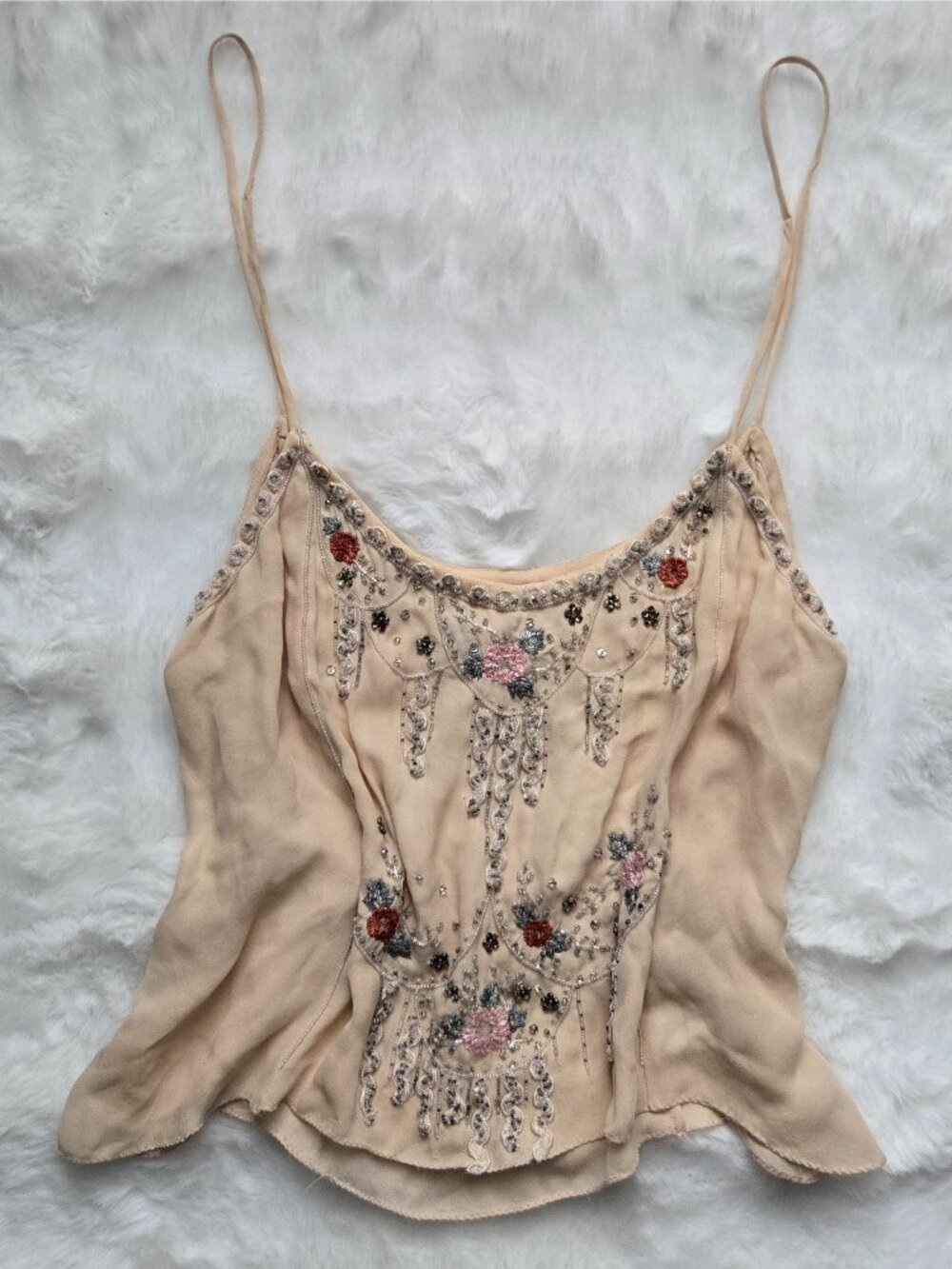 Matthew Williamson Cream Beaded Embellished Cami Top Size UK 8 US Small